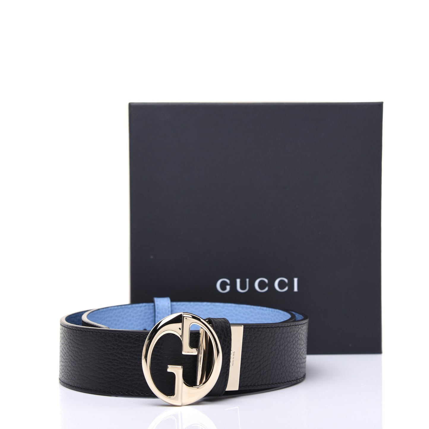 Dollar Calfskin 1973 Reversible Belt 80 32 Black Mineral Blue