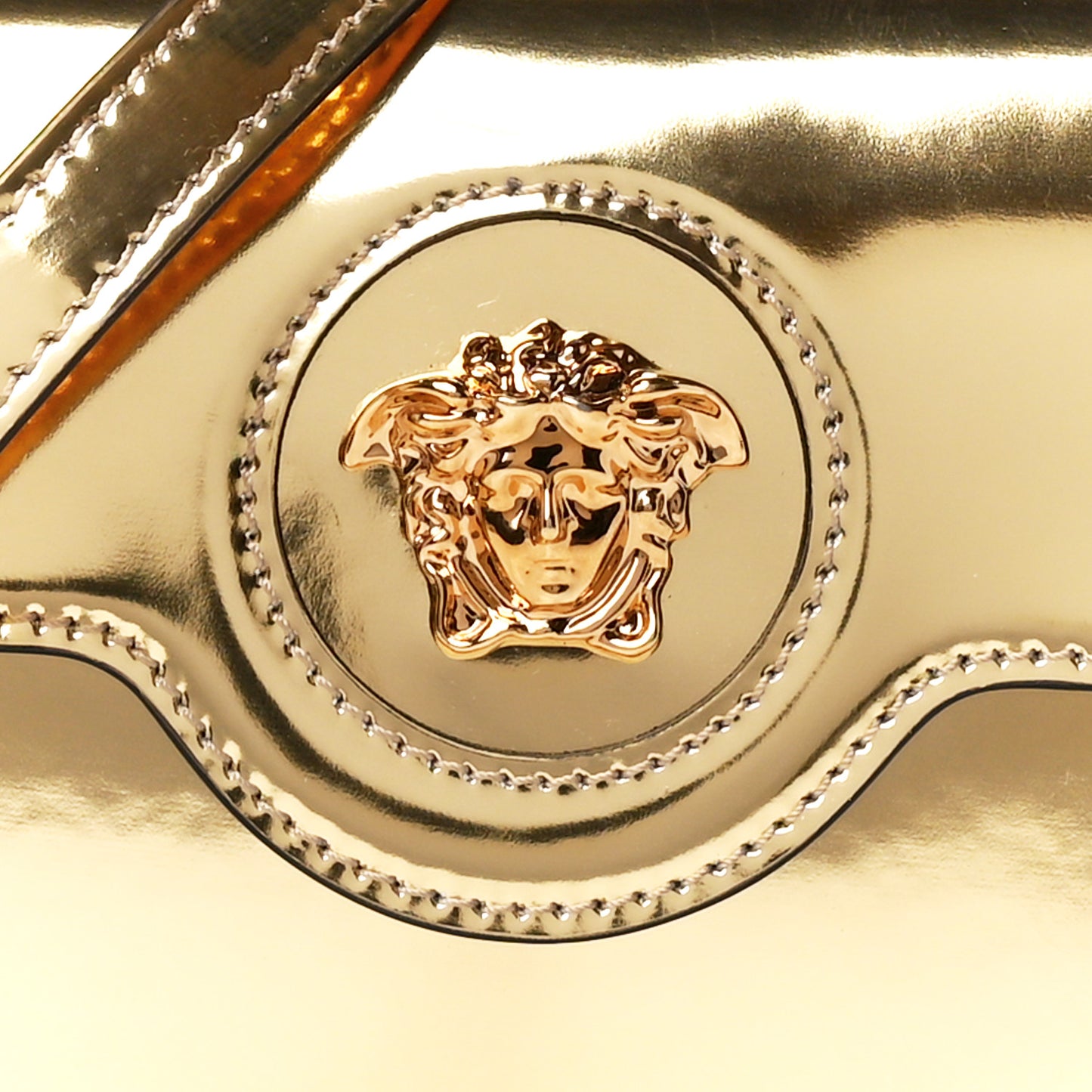 Metallic Calfskin Mini La Medusa Bag Gold
