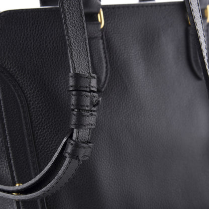 Alexander McQueen Pebbled Calfskin Small Skull Padlock Zip Around Tote Black 13 of 16