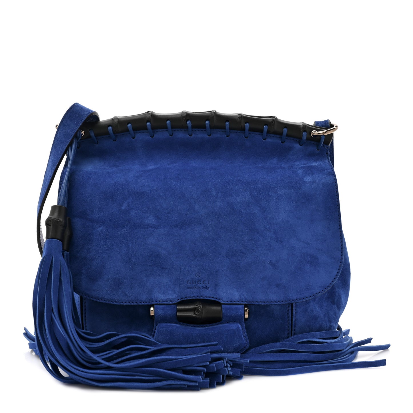 Suede Medium Nouveau Fringe Shoulder Bag Blue