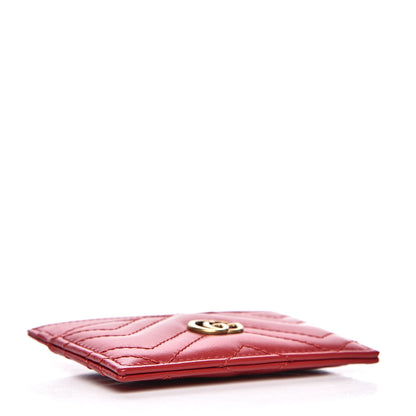 Gucci Calfskin Matelasse GG Marmont Card Holder Hibiscus Red 4 of 7