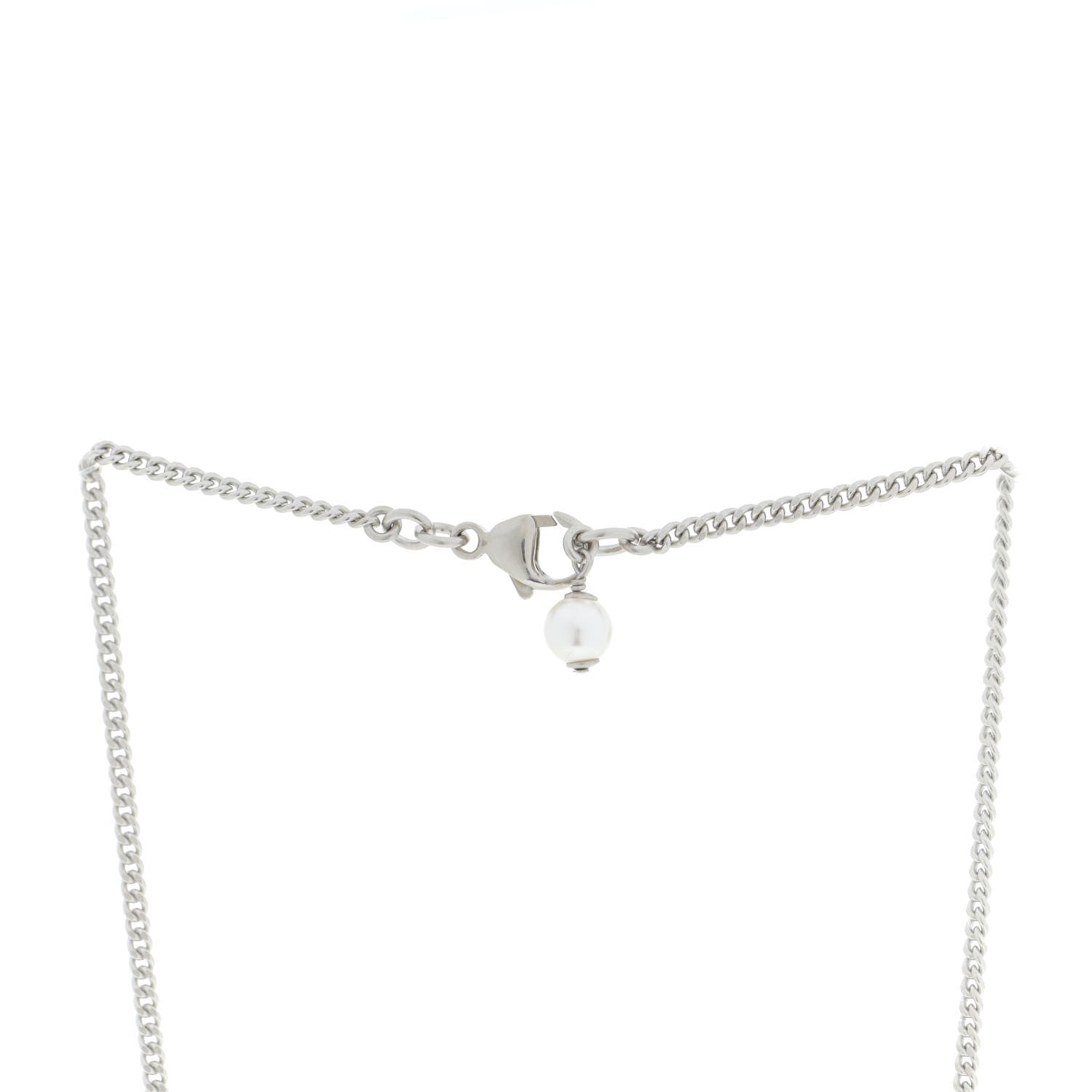 Chanel Crystal Pearl CC Pendant Necklace Silver 5 of 6