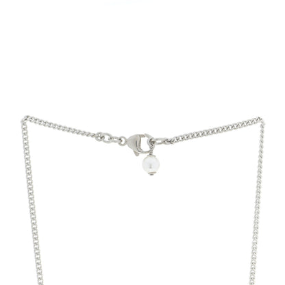 Chanel Crystal Pearl CC Pendant Necklace Silver 5 of 6