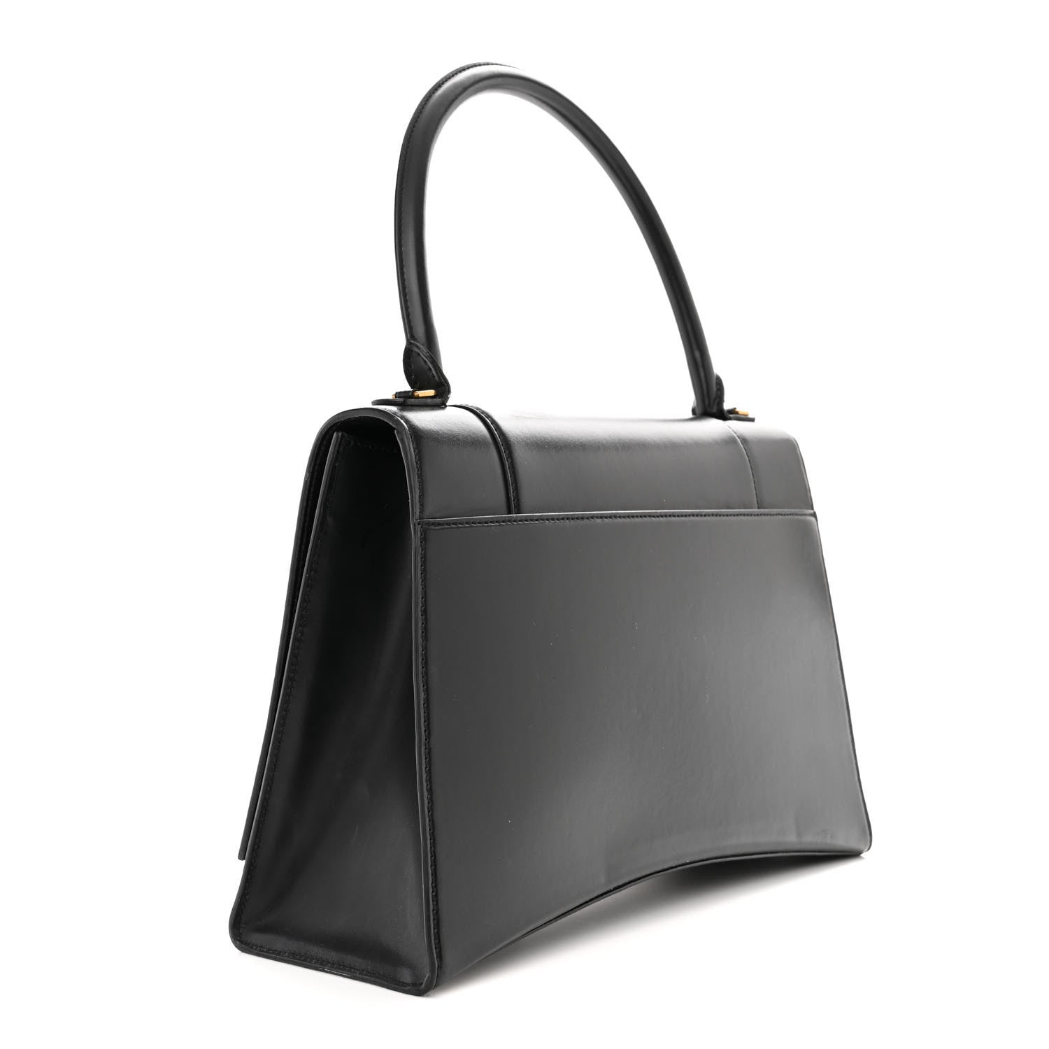 Balenciaga Shiny Box Calfskin Medium Hourglass Top Handle Bag Black 3 of 17