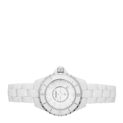 Chanel Stainless Steel Ceramic Diamond 33mm J12 Quartz Watch White 2 of 5