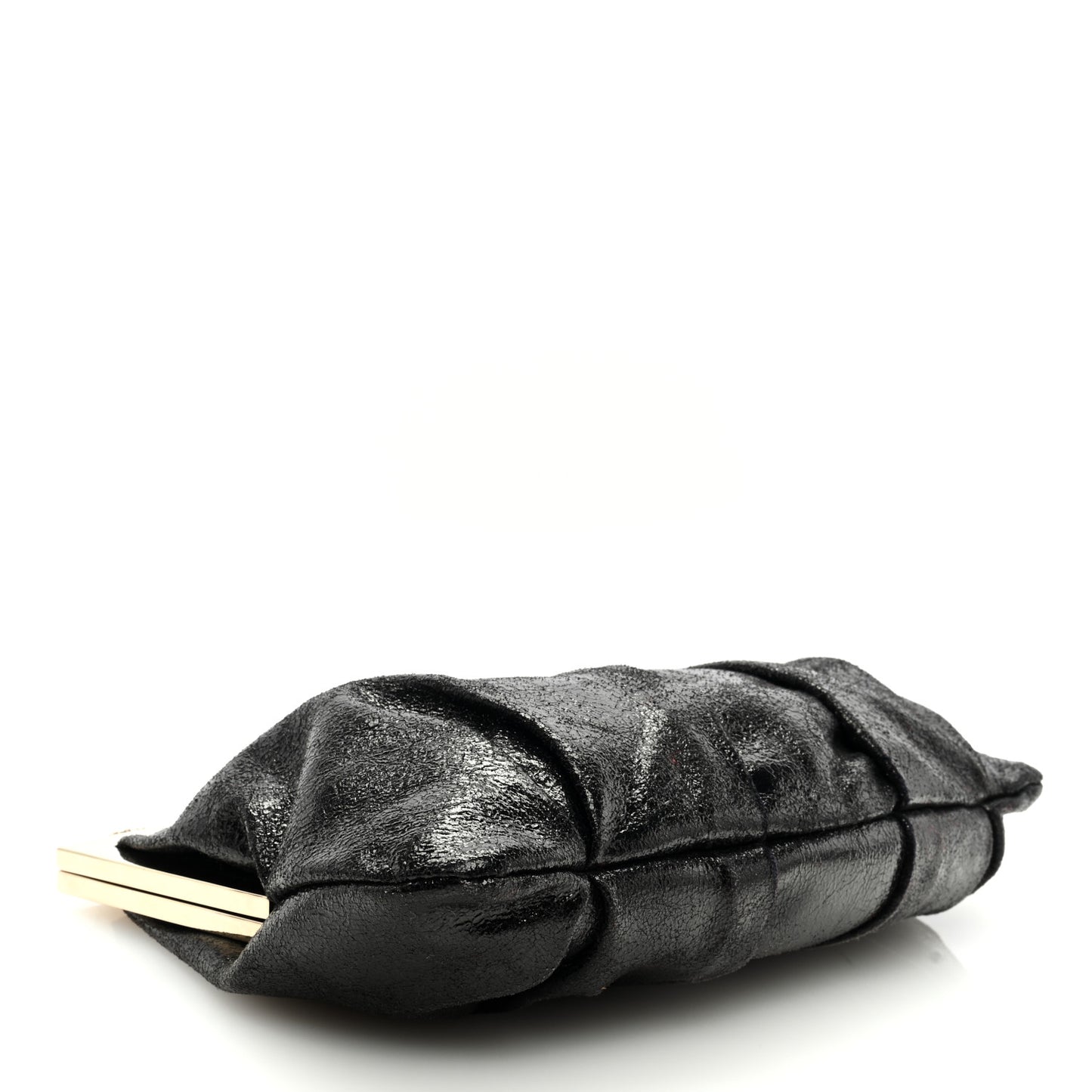 Crinkled Nappa Loubi Lula Mini Frame Clutch Black
