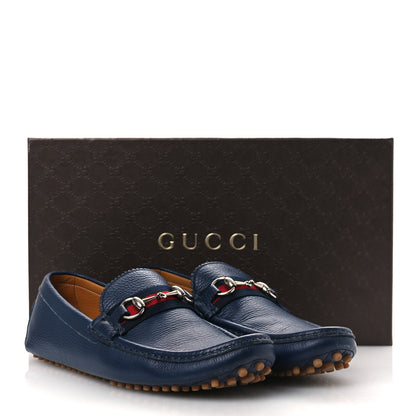 Gucci Road Calfskin Web Mens Horsebit Driver Loafers 9 Maritime 14 of 14