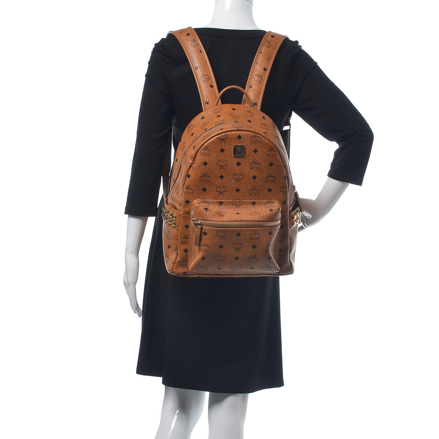 MCM Visetos Small Side Stud Stark Backpack Cognac 2 of 11