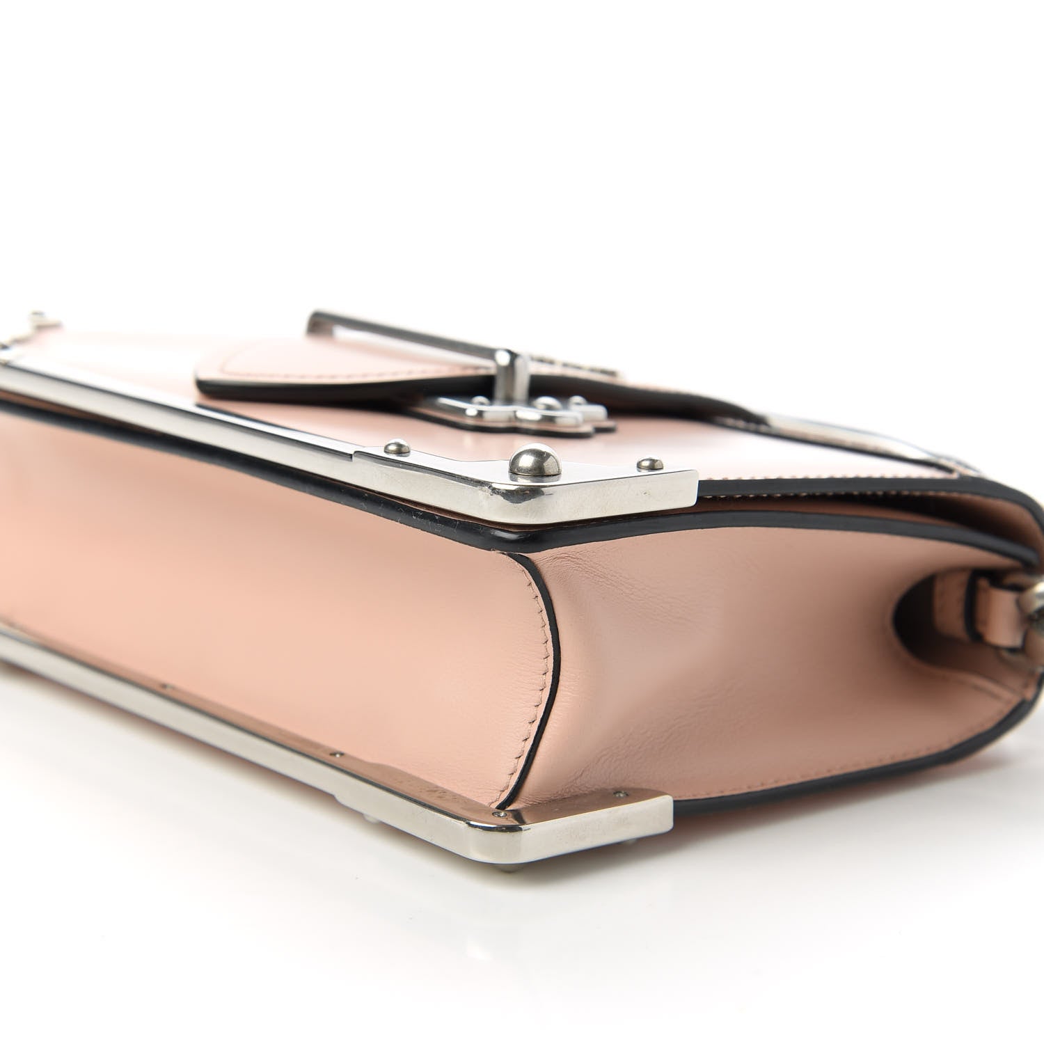 Prada Spazzolato Soft Calf Cahier Chain Wristlet Clutch Pesca 7 of 9