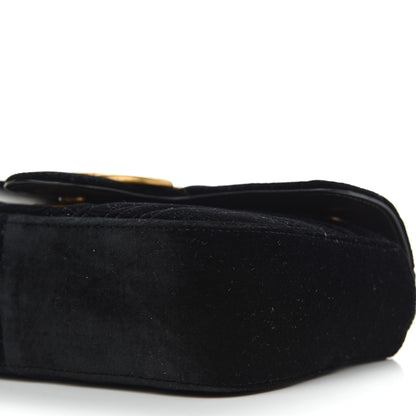 Gucci Velvet Matelasse Mini GG Marmont Shoulder Bag Black 9 of 10