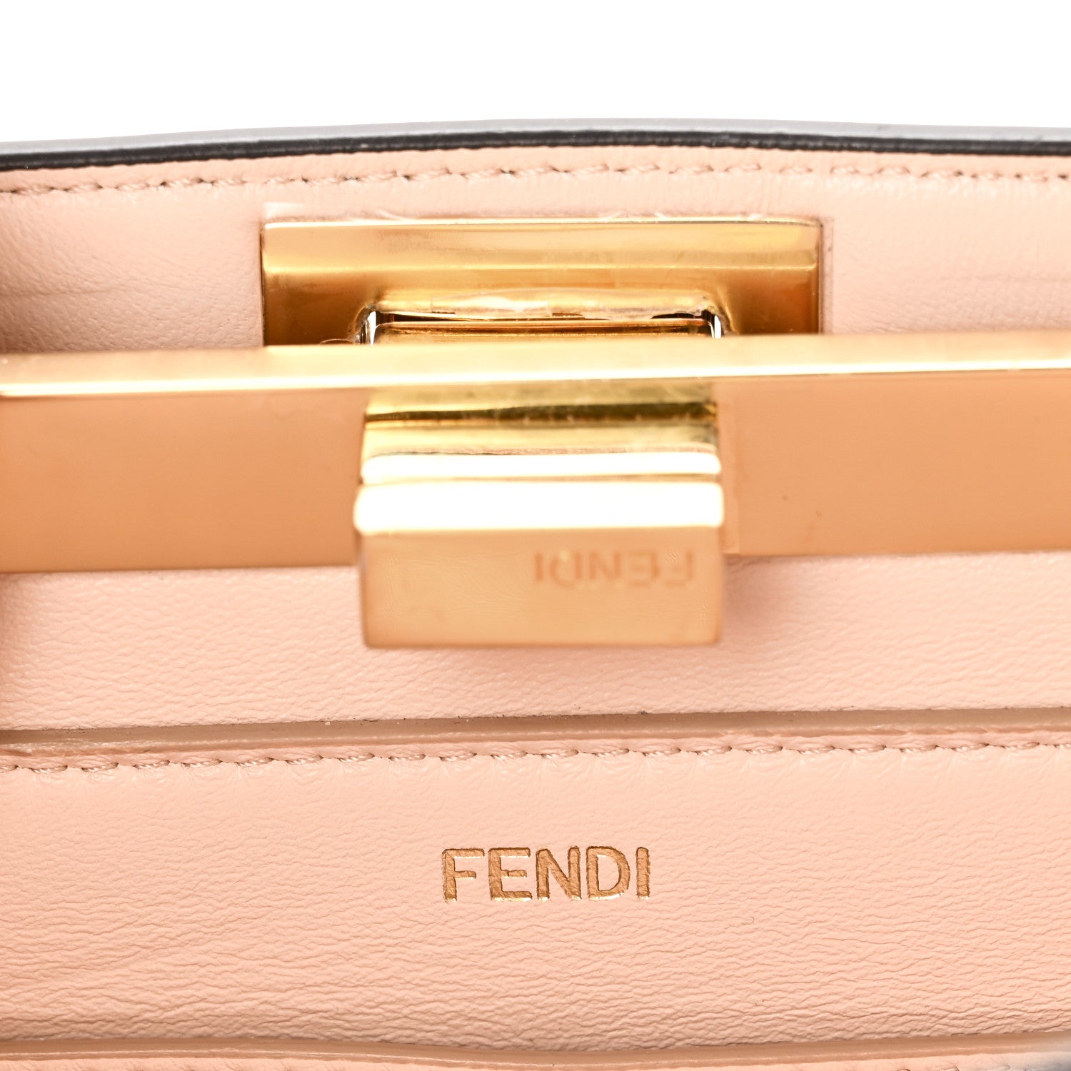 Fendi Vitello King Luxor Shiny Nappa Medium Peekaboo I SEE U East West Satchel Brandy Light Rose 6 of 9