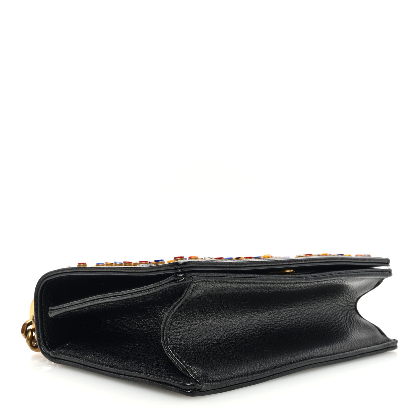 Calfskin Studded Small Diorama Flap Bag Black Multicolor