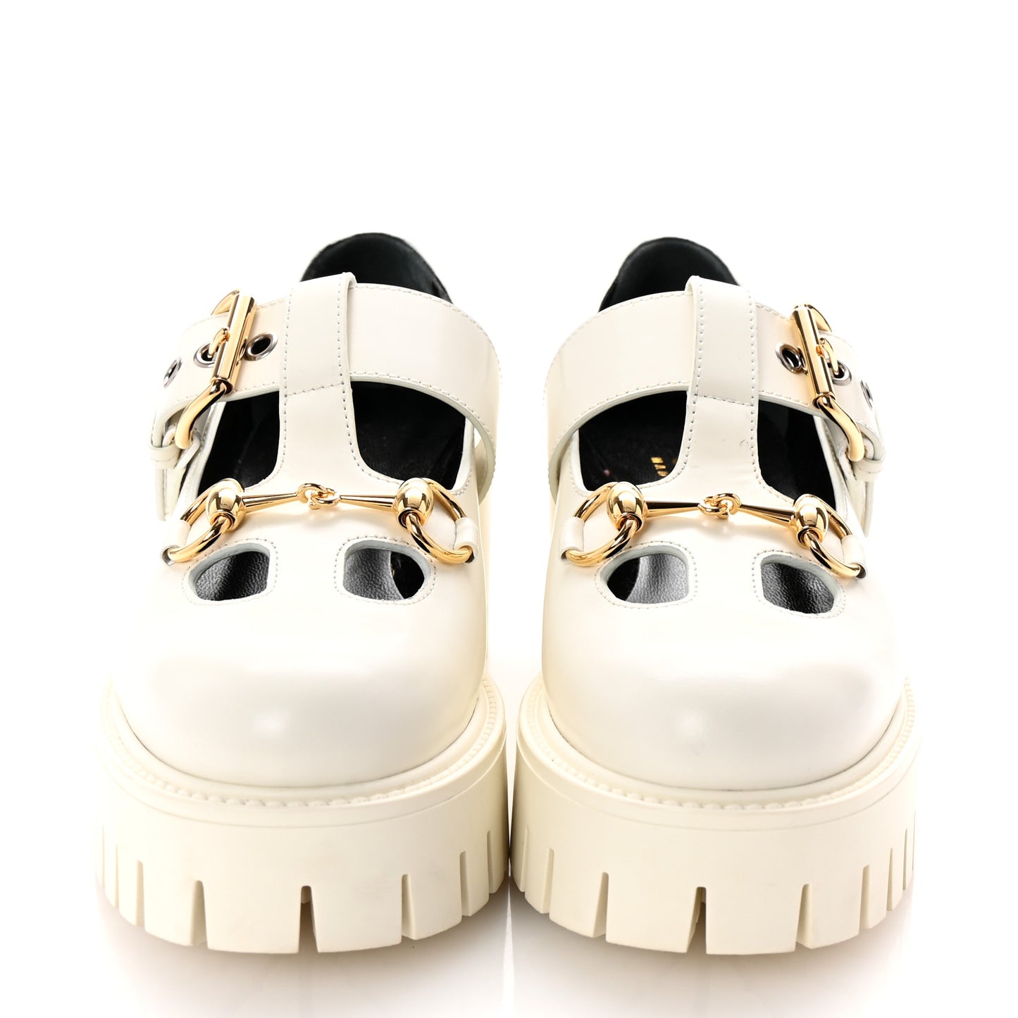 Cordovan Lux Womens Horsebit Platform Mary Jane Loafers 37.5 Off White