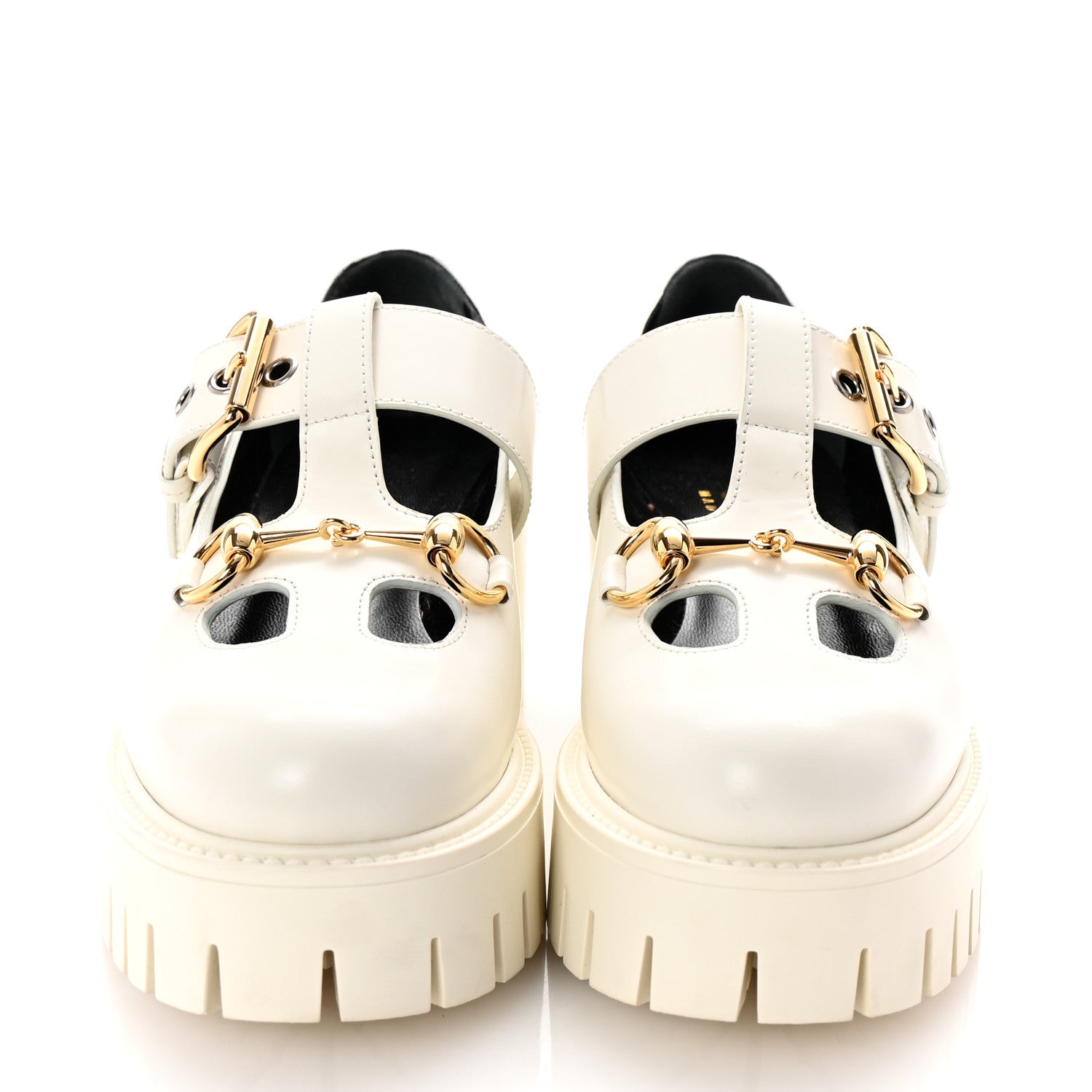 Gucci Cordovan Lux Womens Horsebit Platform Mary Jane Loafers 37.5 Off White 3 of 10