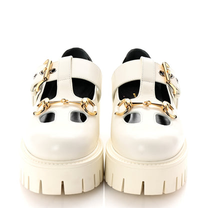 Gucci Cordovan Lux Womens Horsebit Platform Mary Jane Loafers 37.5 Off White 3 of 10