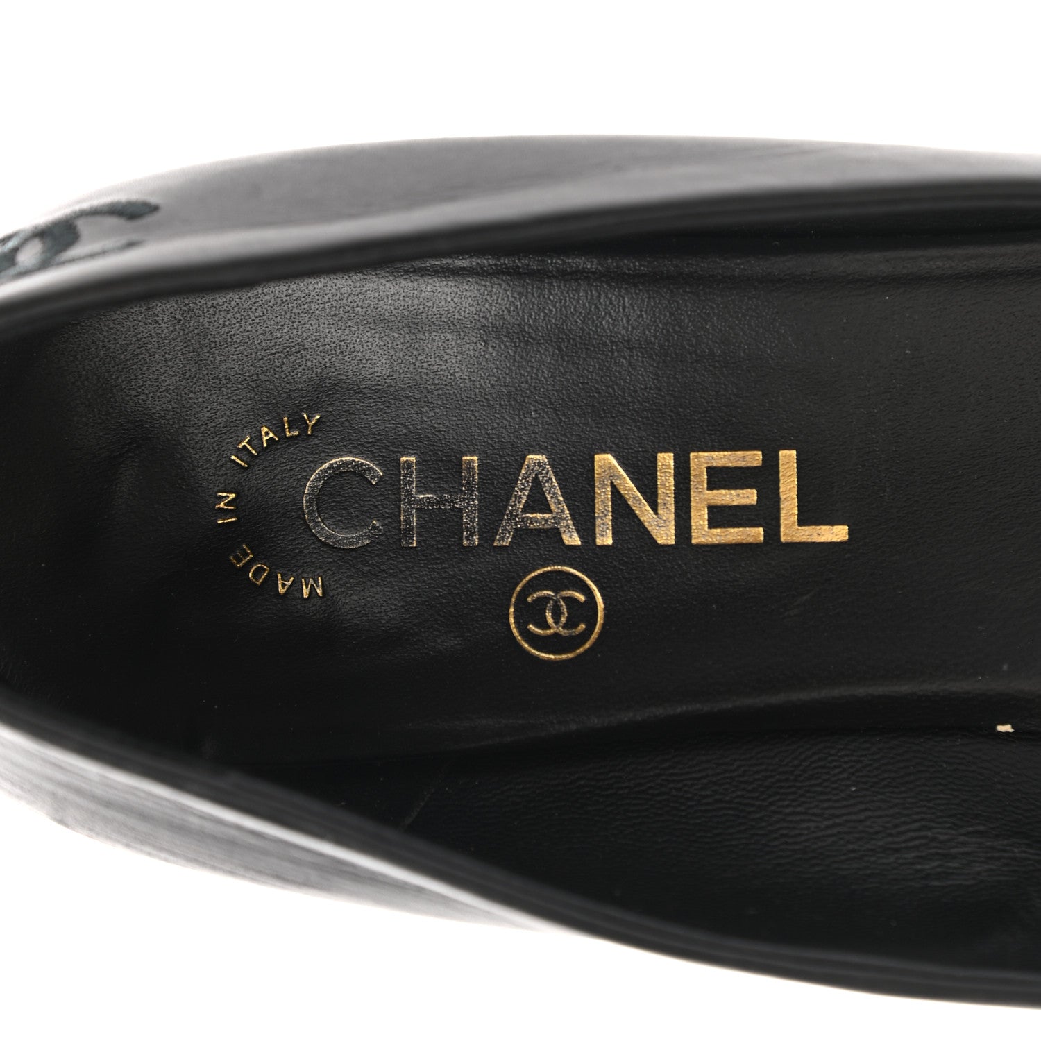 Chanel Calfskin Pearl Camellia Pumps 40 Black Gold 7 of 13