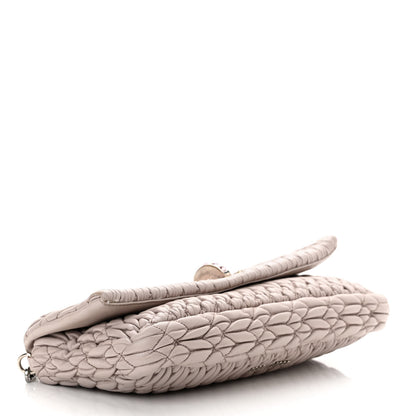 Miu Miu Nappa Matelasse Crystal Flap Clutch Pomice 4 of 17