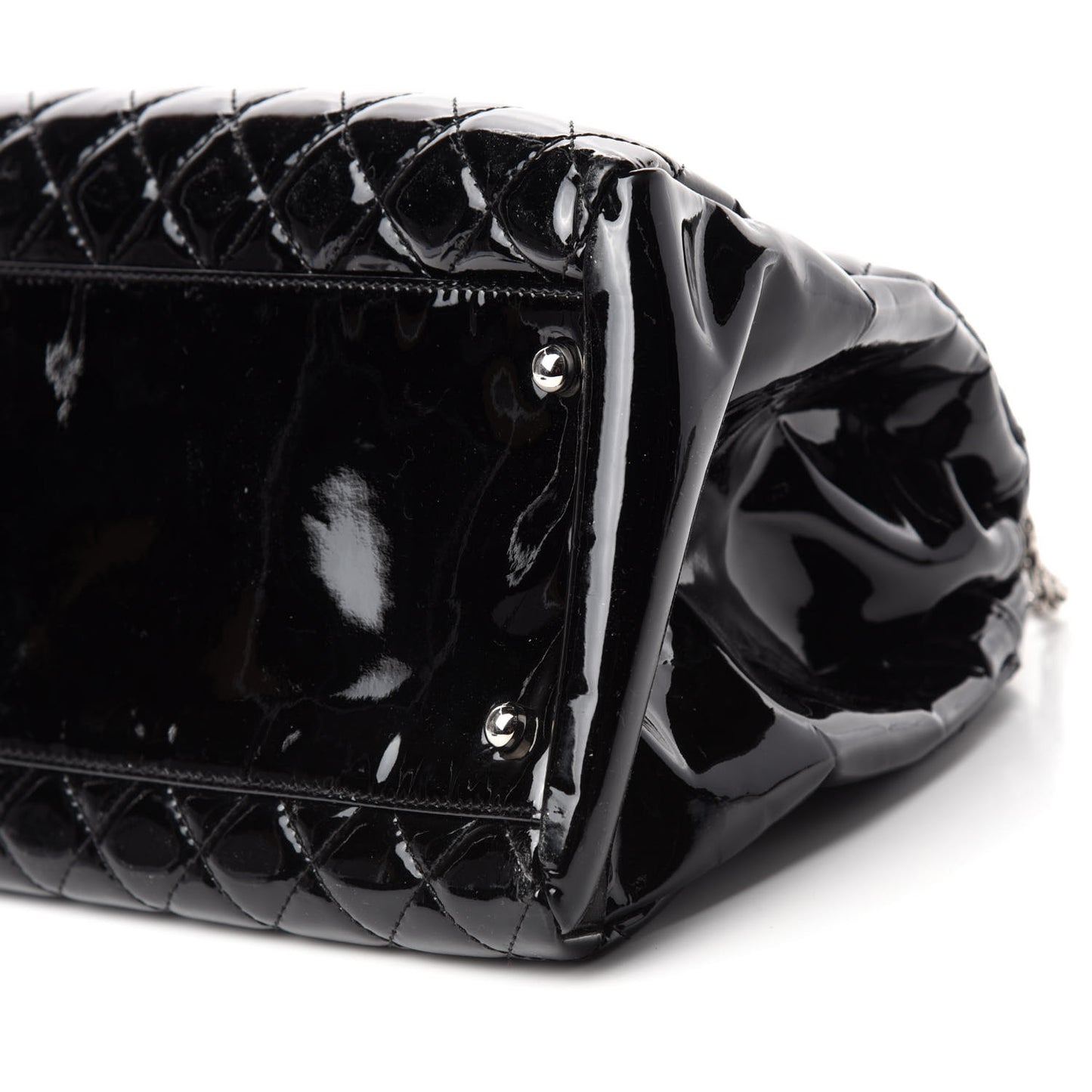 Patent Quilted Large Just Mademoiselle Bowling Bag Black