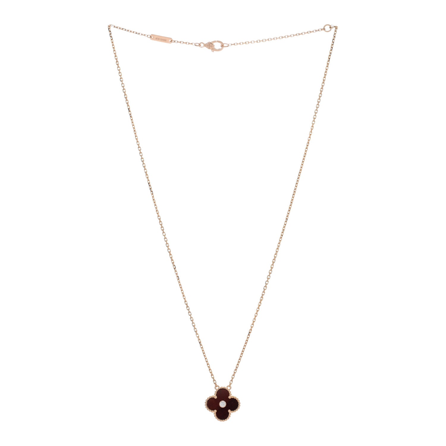 Van Cleef & Arpels 18K Rose Gold Diamond Bulls Eye Vintage Alhambra Pendant Necklace 2 of 4