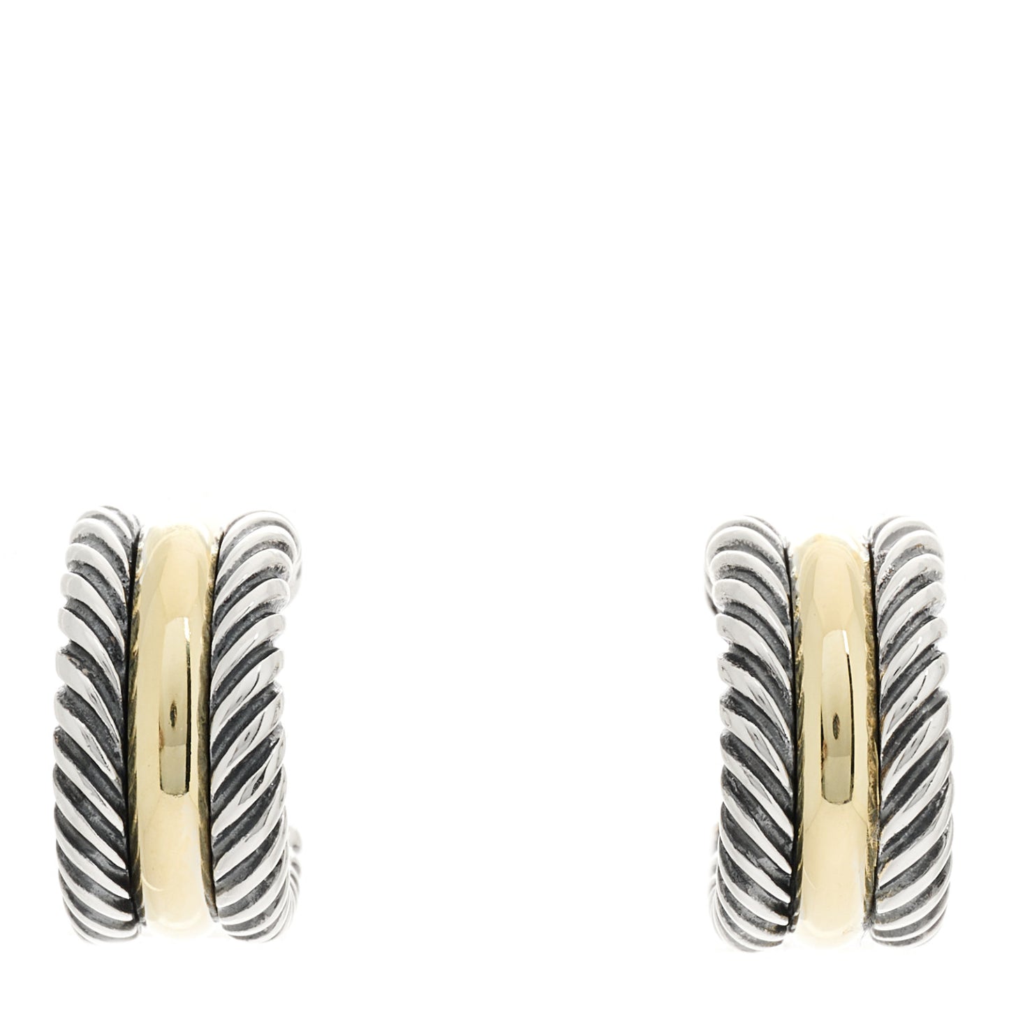 Sterling Silver 14K Yellow Gold 16mm Cable Classics Hoop Earrings