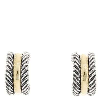 David Yurman Sterling Silver 14K Yellow Gold 16mm Cable Classics Hoop Earrings 1 of 6