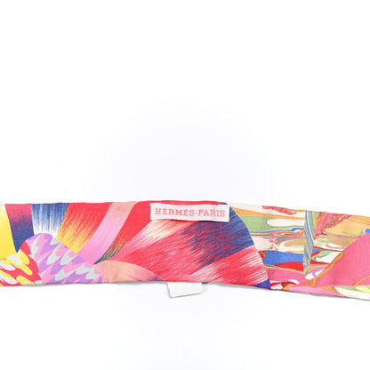 Hermes Silk Marble Silk Twilly Rose Vert Violet 3 of 3