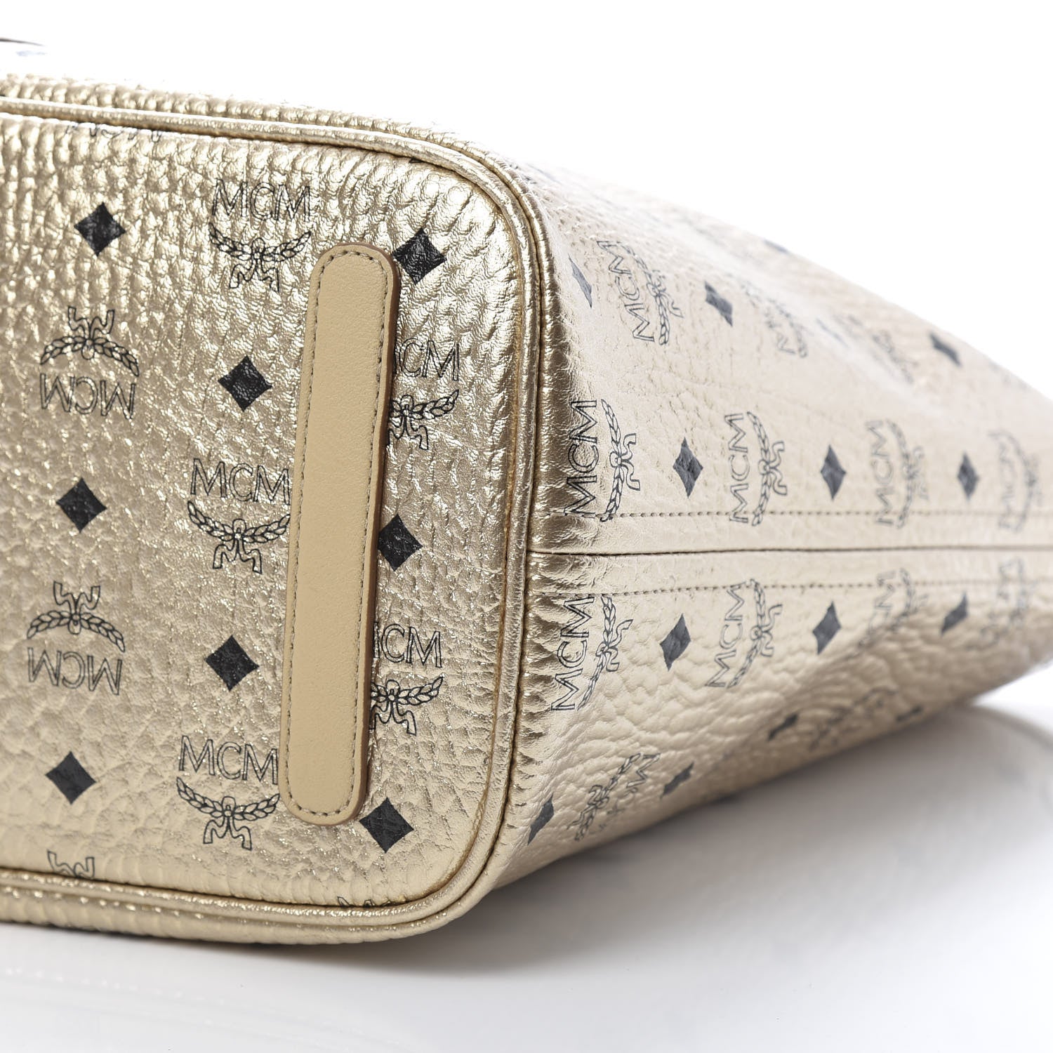 MCM Metallic Visetos Medium Liz Reversible Shopper Tote Gold 12 of 14