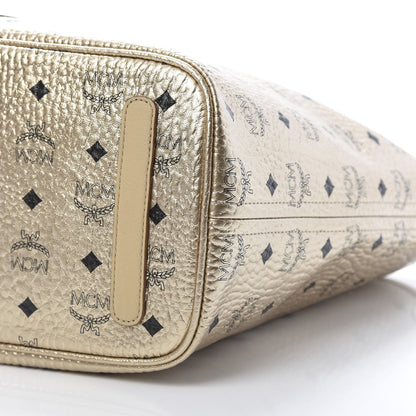 MCM Metallic Visetos Medium Liz Reversible Shopper Tote Gold 12 of 14