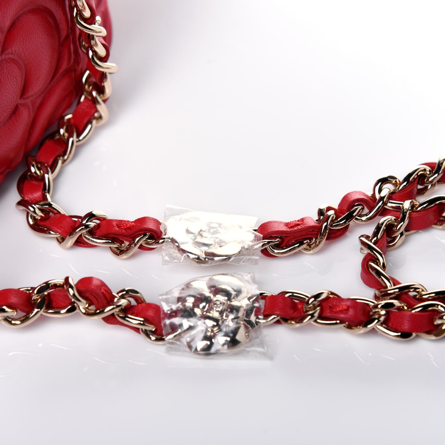 Chanel Goatskin Camellia Mini Vanity Case With Chain Red 11 of 12