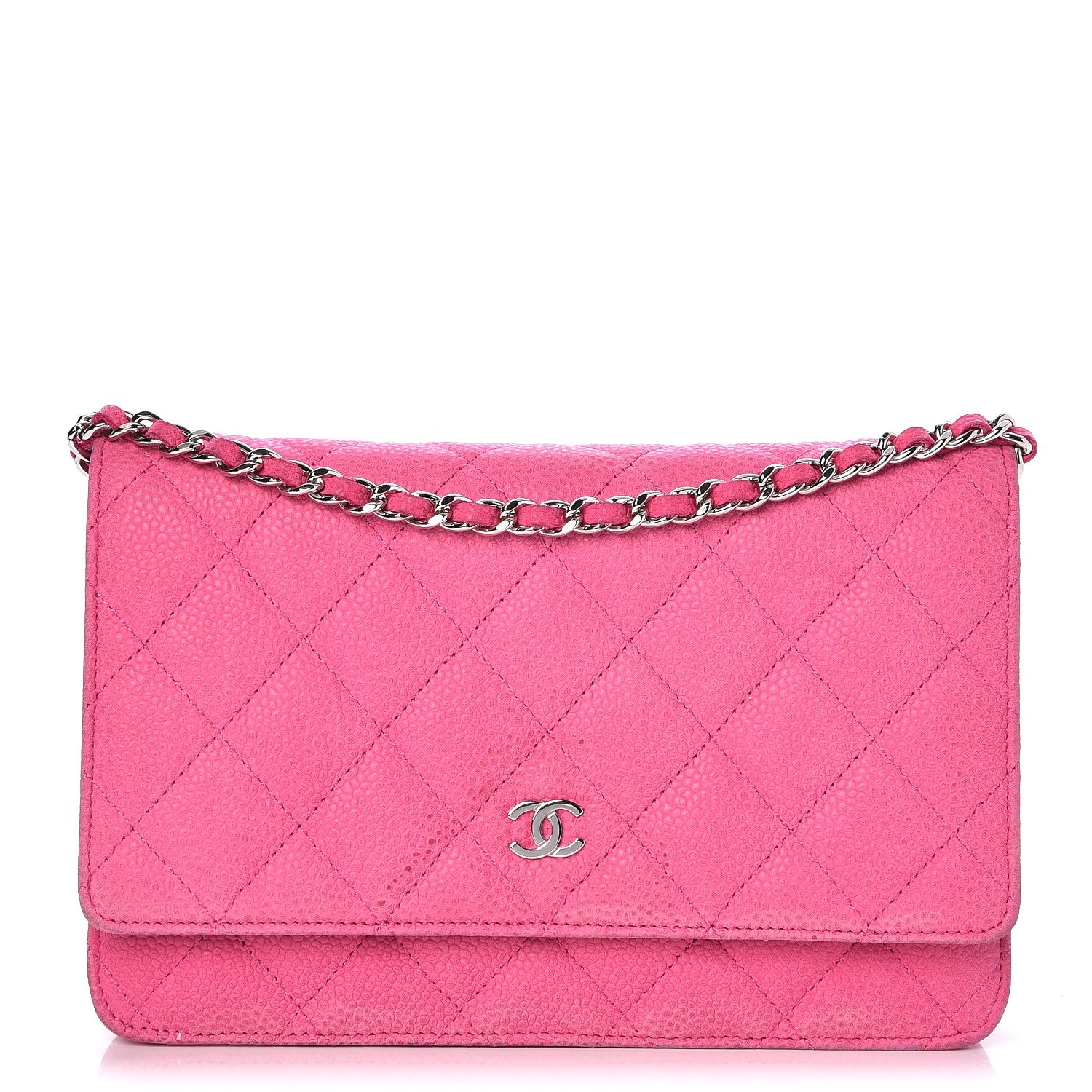 Chanel Iridescent Caviar Quilted Wallet on Chain WOC Pink 1 of 14