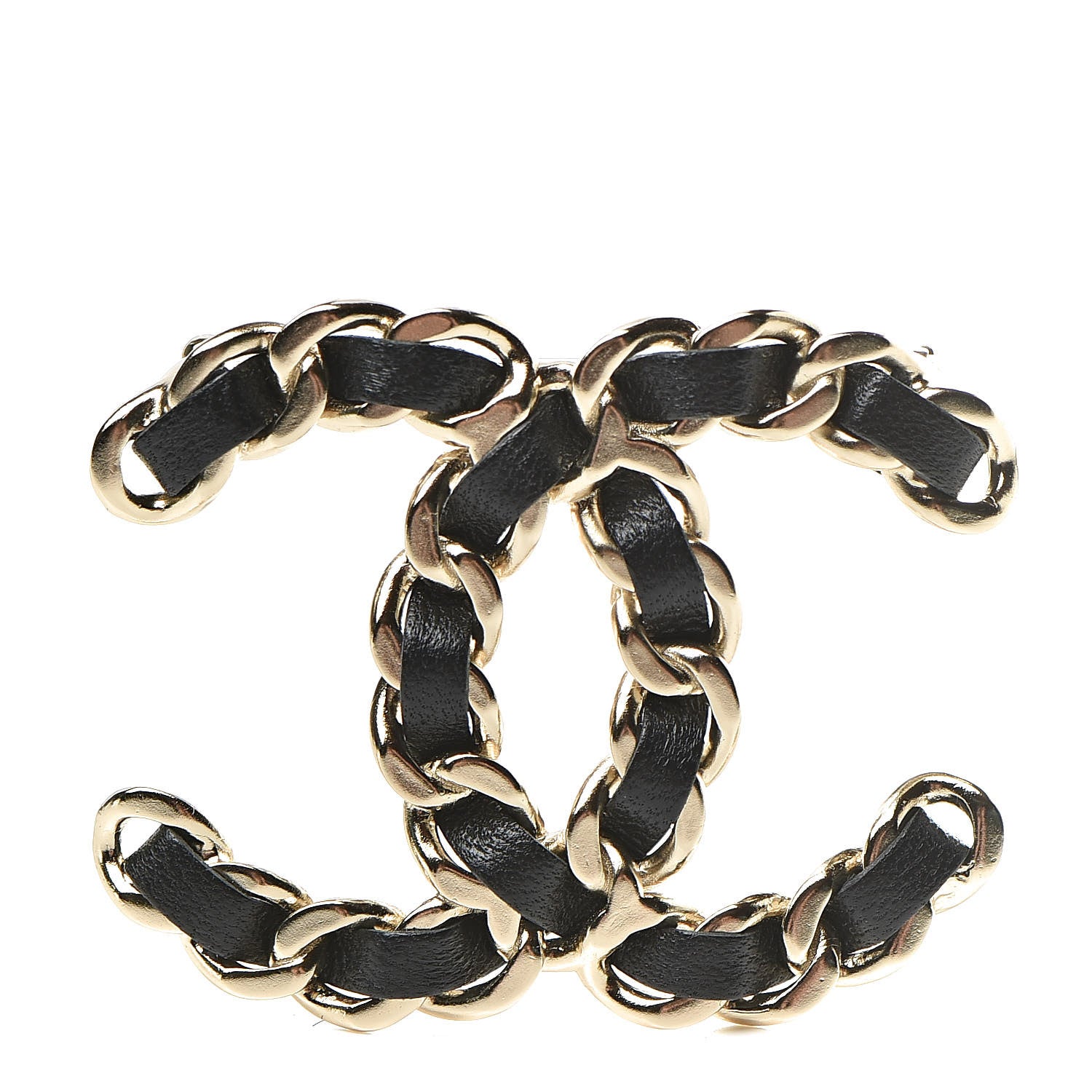 Chanel Lambskin Chain CC Brooch Black Gold 1 of 5