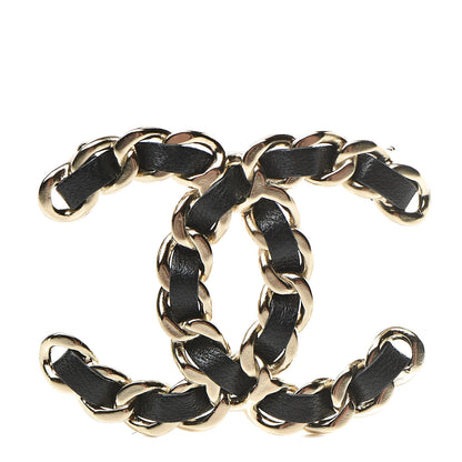 Chanel Lambskin Chain CC Brooch Black Gold 1 of 5
