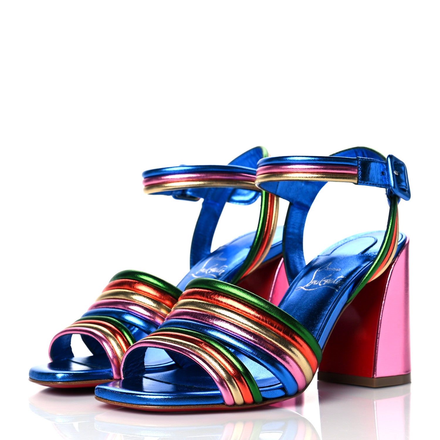 Christian Louboutin Metallic Calfskin Manola Sandals 35 Multicolor 3 of 9