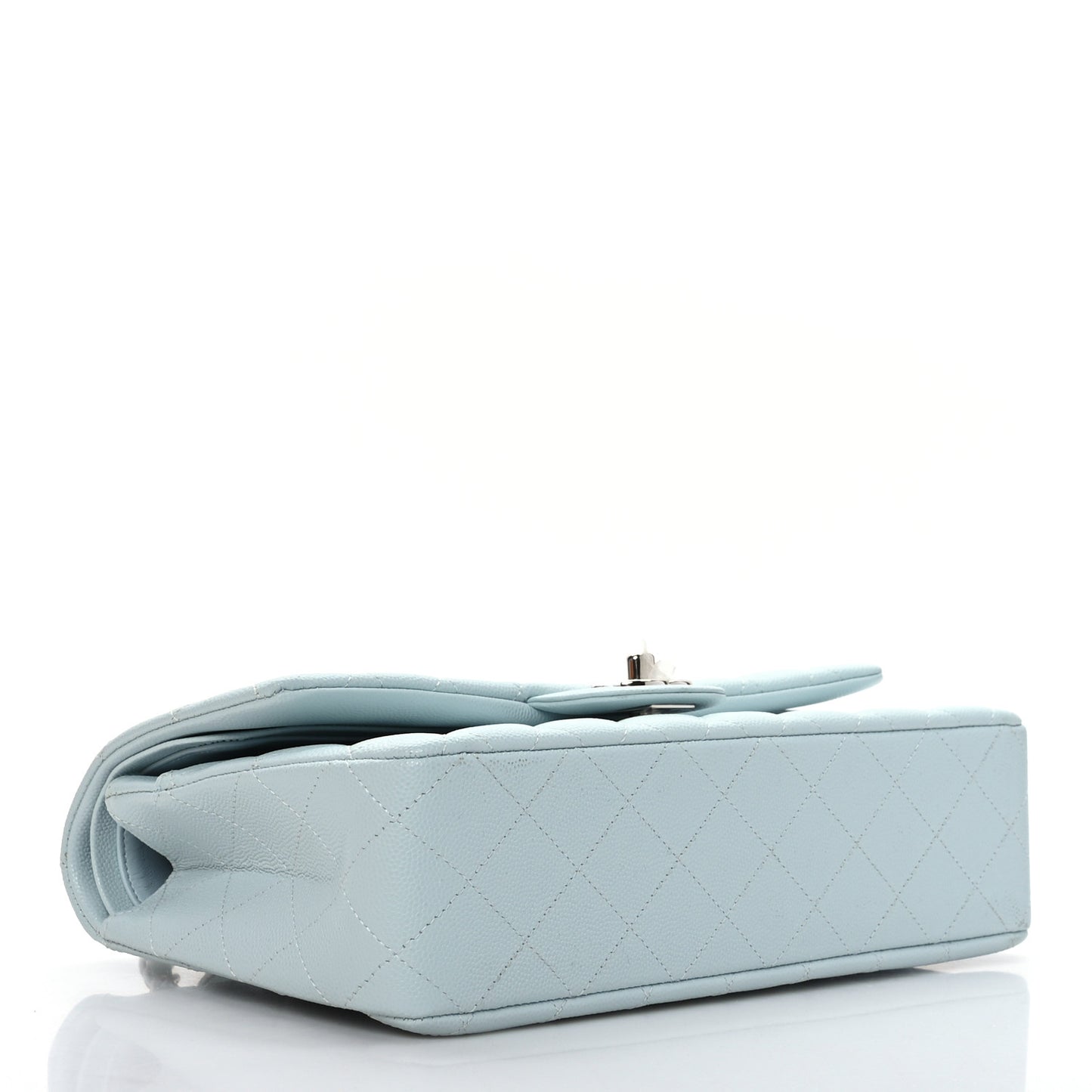 Caviar Quilted Medium Double Flap Light Blue