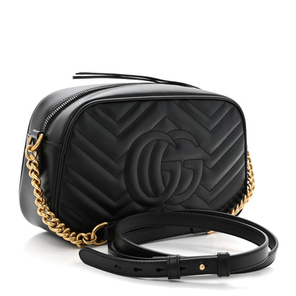Gucci Calfskin Matelasse Small GG Marmont Chain Shoulder Bag Black 3 of 10