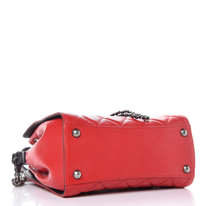 Chanel Caviar Quilted Small CC Bucket Bag Red Black 4 of 8