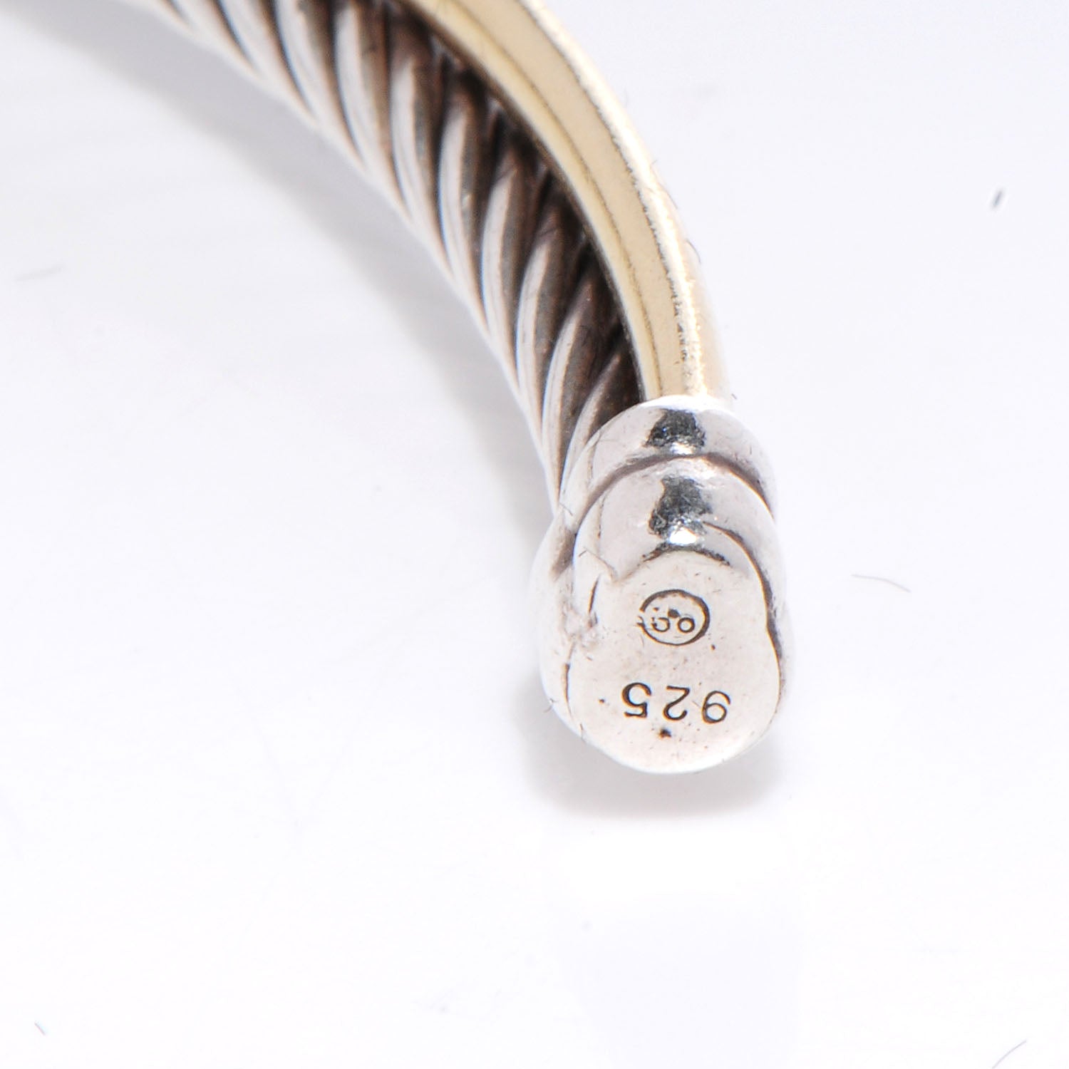 David Yurman Sterling Silver 18K Yellow Gold 3mm Crossover Cuff Bracelet 5 of 5