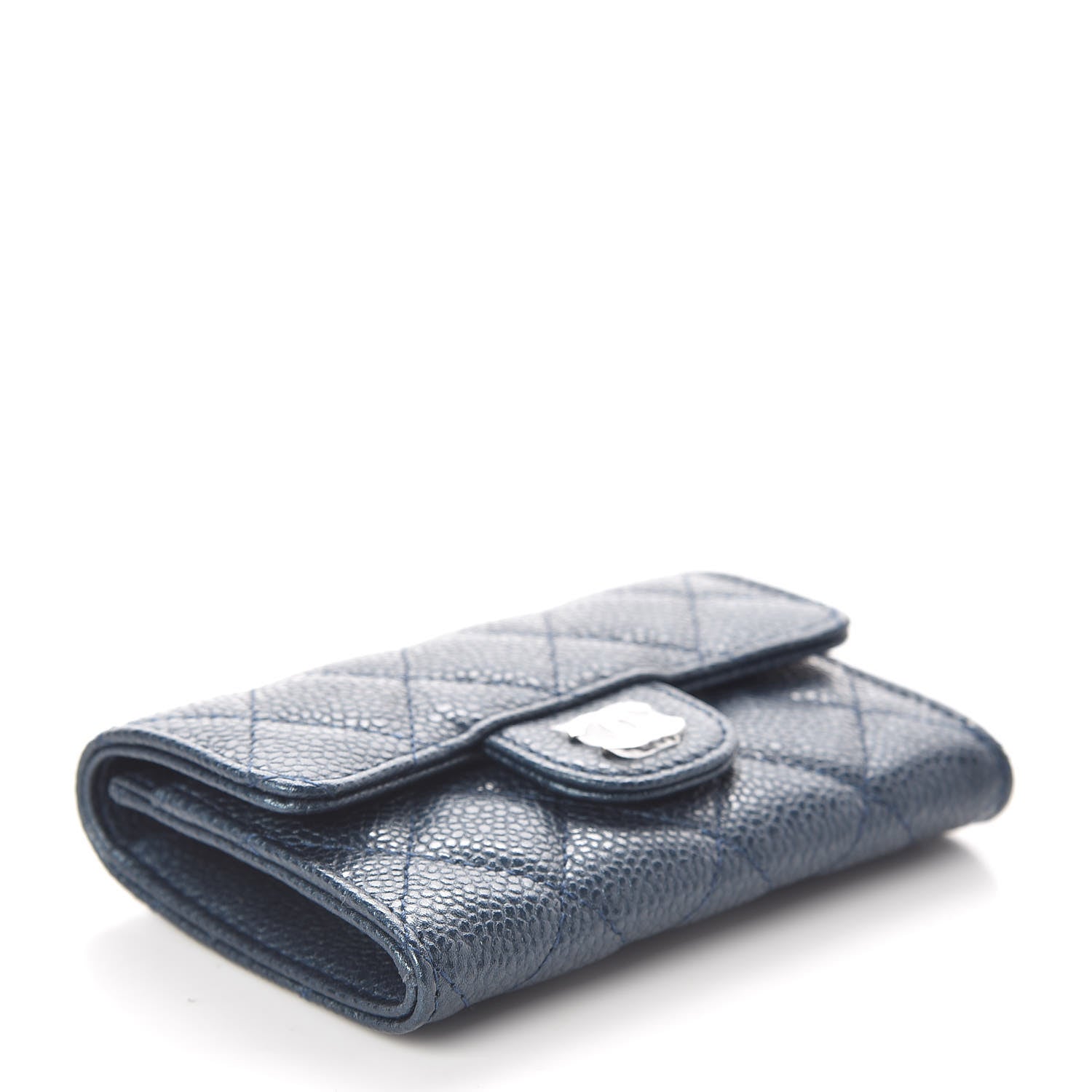 Chanel Iridescent Caviar Quilted Flap Card Holder Dark Blue 4 of 8