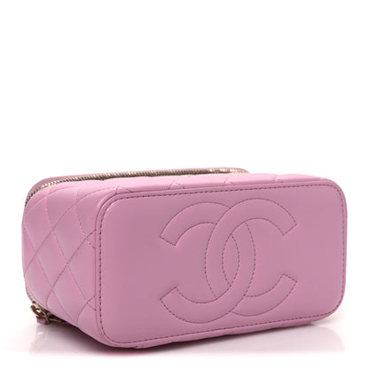 Chanel Lambskin Quilted Small Top Handle Vanity Case With Chain  Lilac Light Green 4 of 10