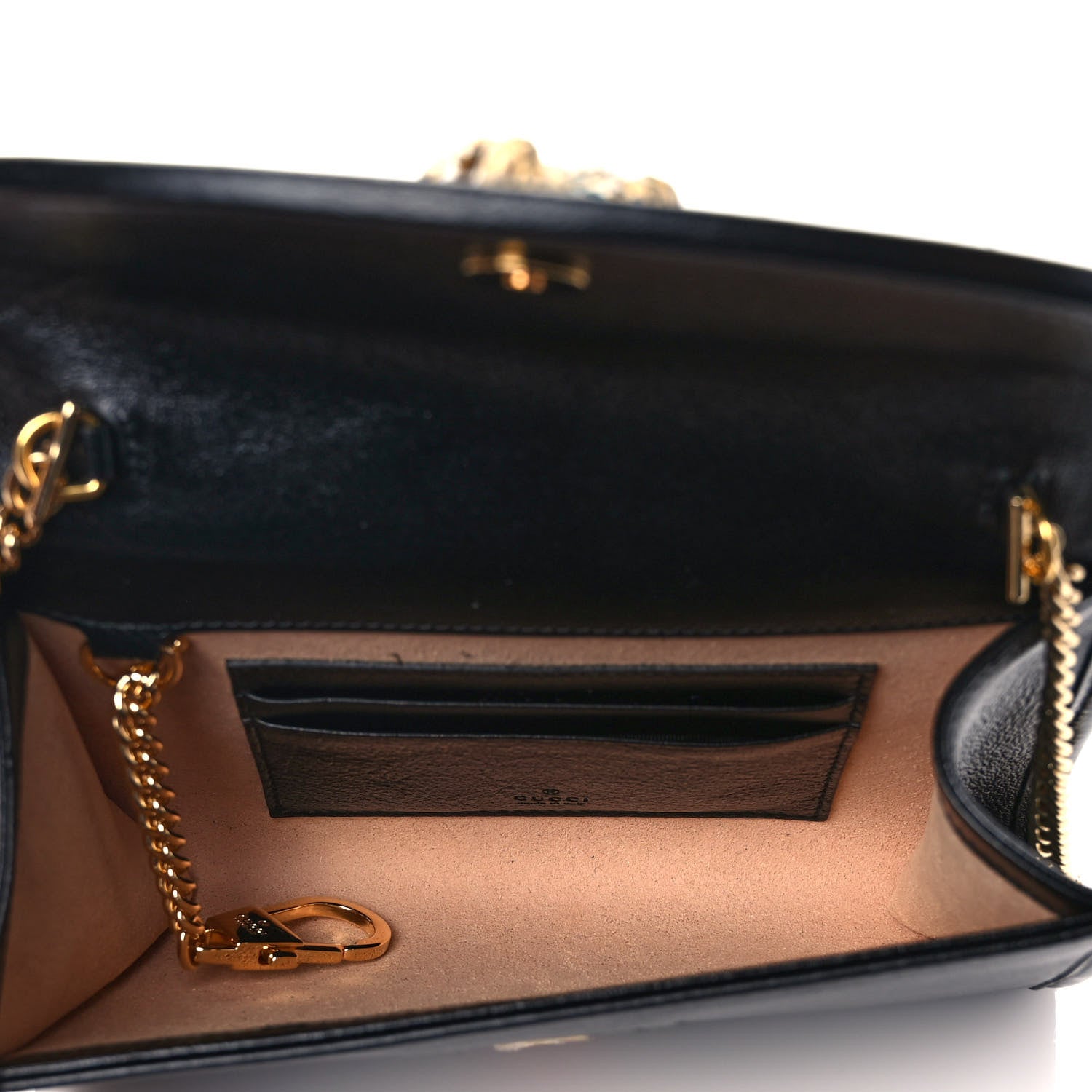Gucci Textured Calfskin Web Mini Rajah Slim Flap Shoulder Bag Black 5 of 8