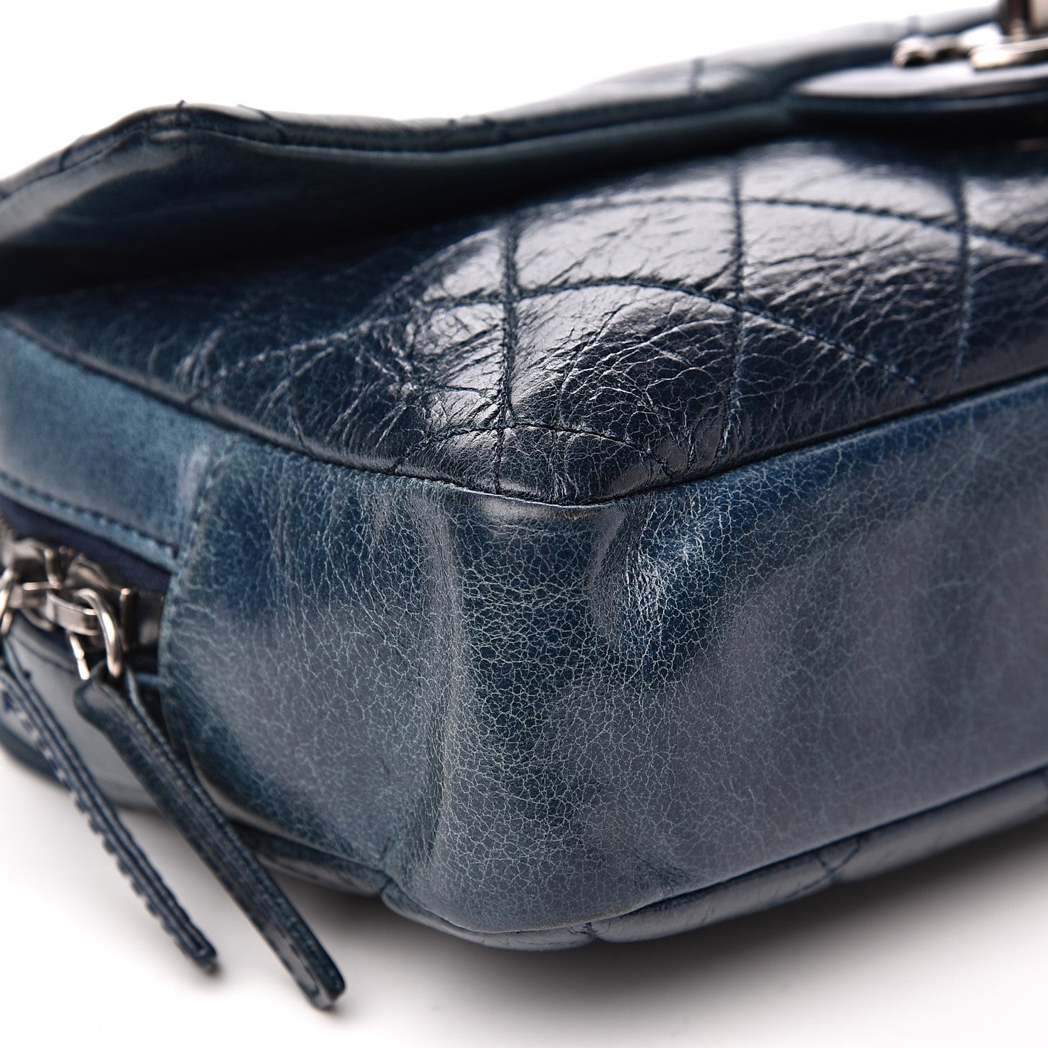 Chanel Glazed Calfskin Quilted Medium Duo Color Flap Blue 7 of 12