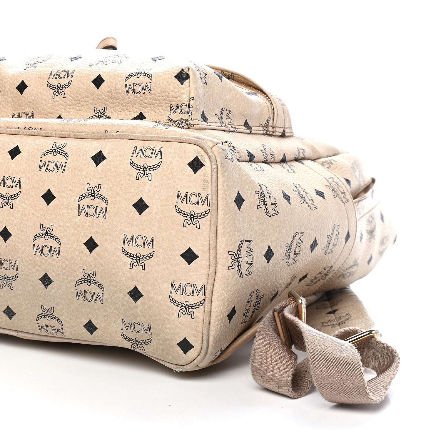 MCM Visetos Medium Studded Stark Backpack Beige 9 of 10