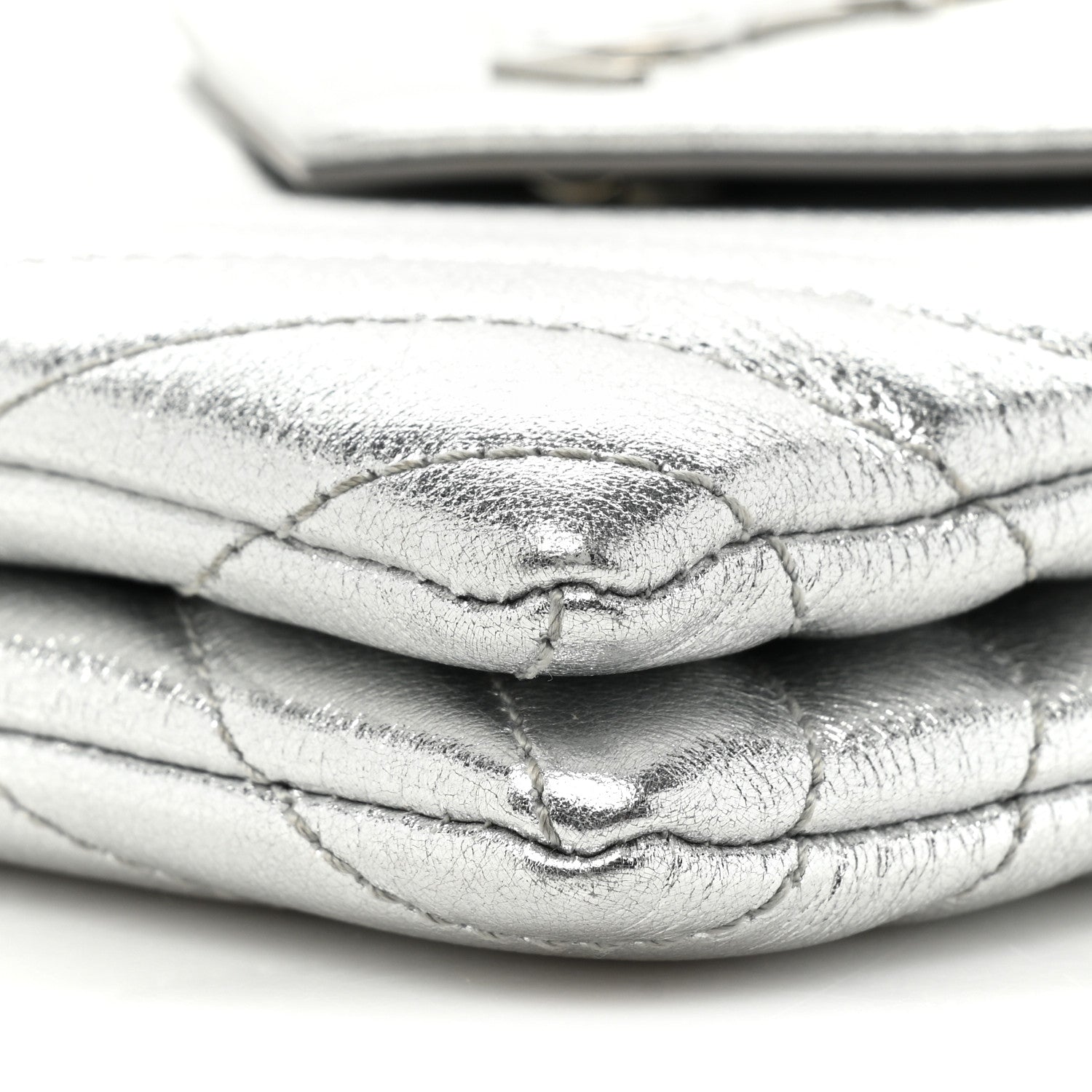 Saint Laurent Metallic Lambskin Quilted Double Flap Bag Silver 9 of 12
