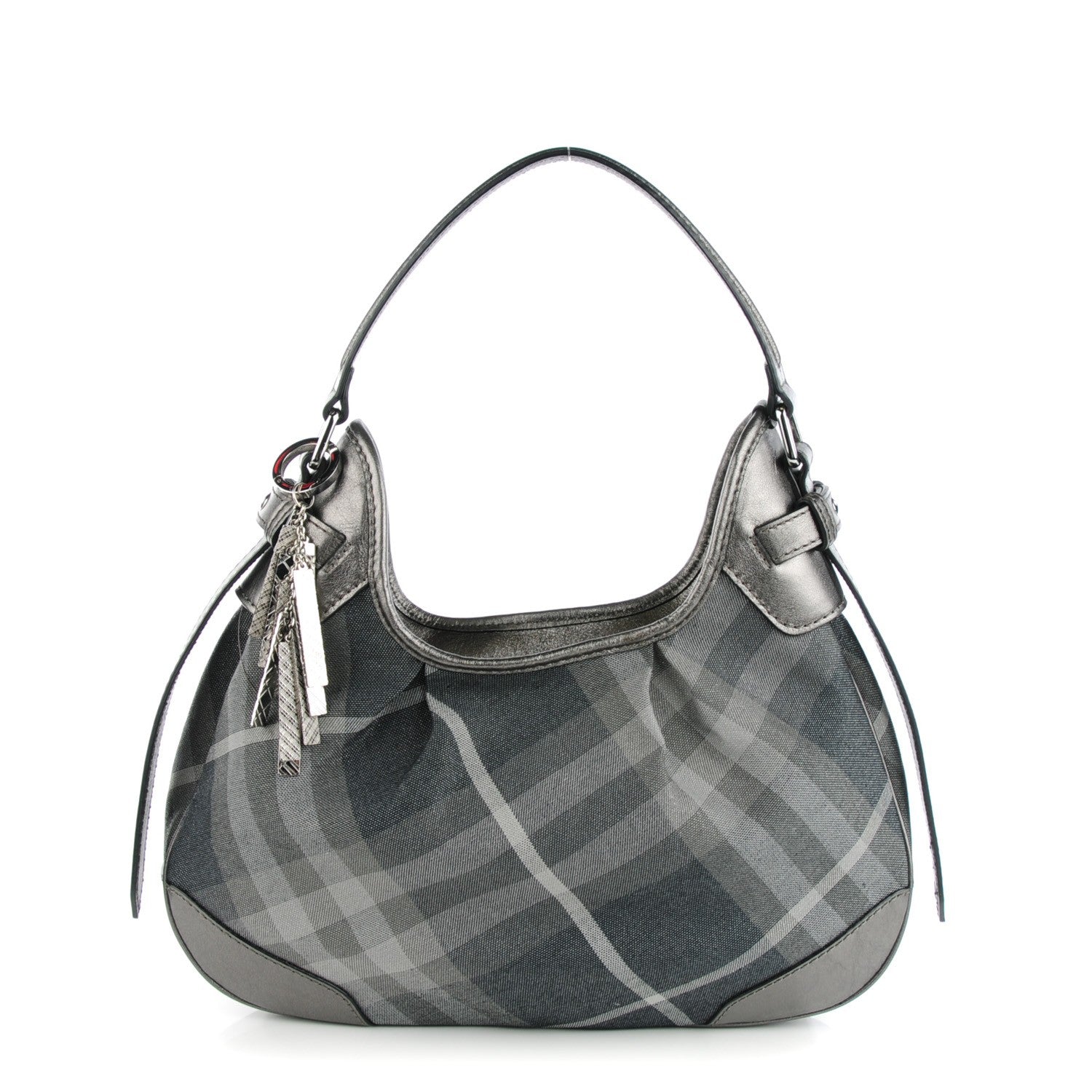 Burberry Shimmer Check Small Brooklyn Hobo Grey 1 of 8