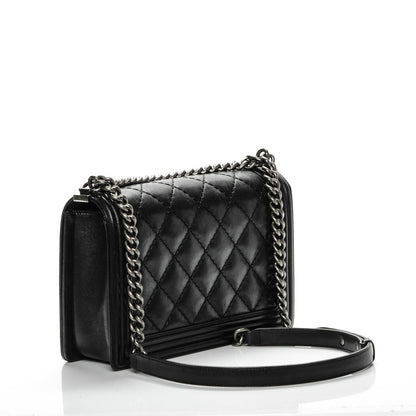 Chanel Calfskin Quilted Double Stitch New Medium Boy Flap Black 3 of 7