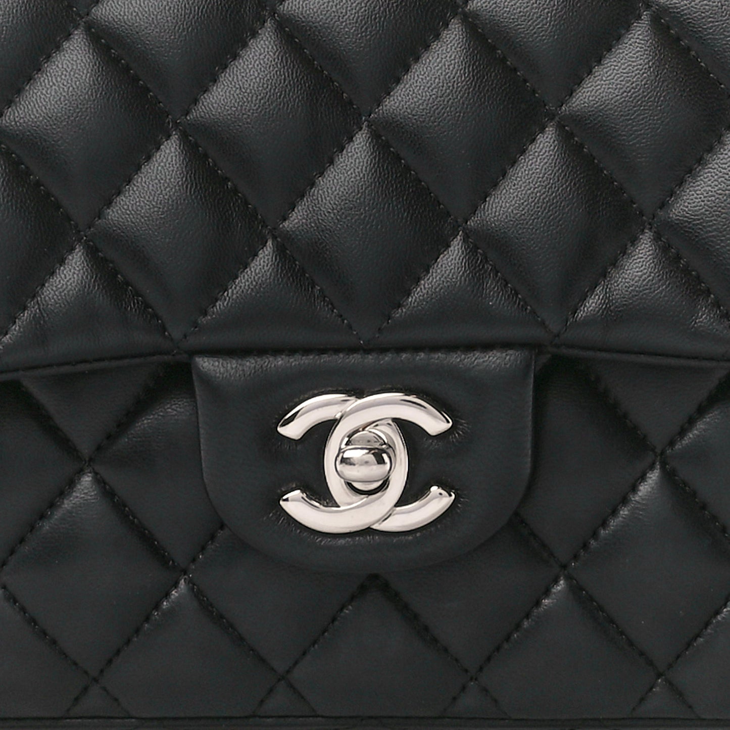 Lambskin Quilted Medium Double Flap Black