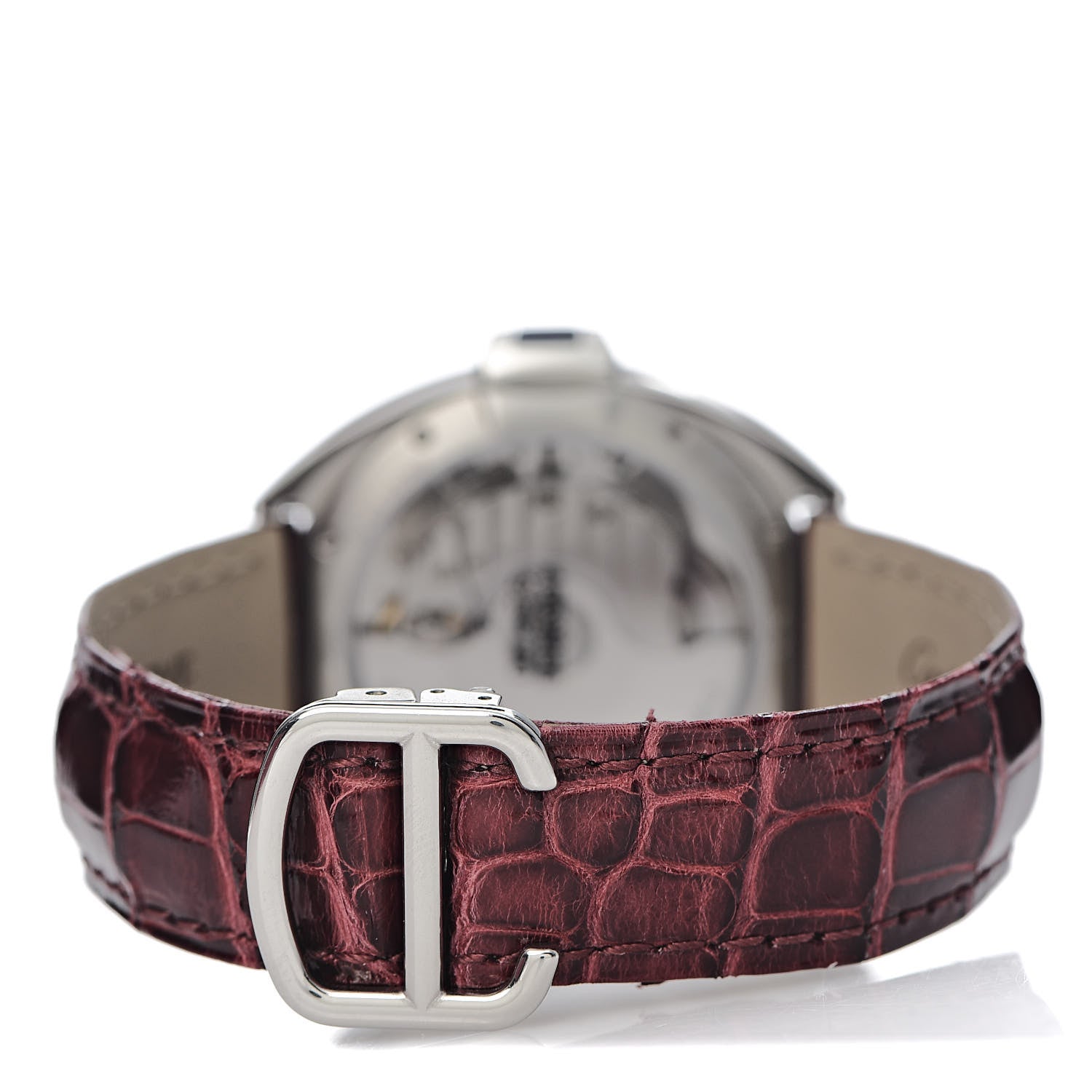 Cartier Stainless Steel Alligator 35mm Cle De Cartier Automatic Watch Burgundy 4 of 8
