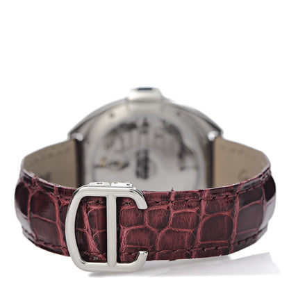 Cartier Stainless Steel Alligator 35mm Cle De Cartier Automatic Watch Burgundy 4 of 8