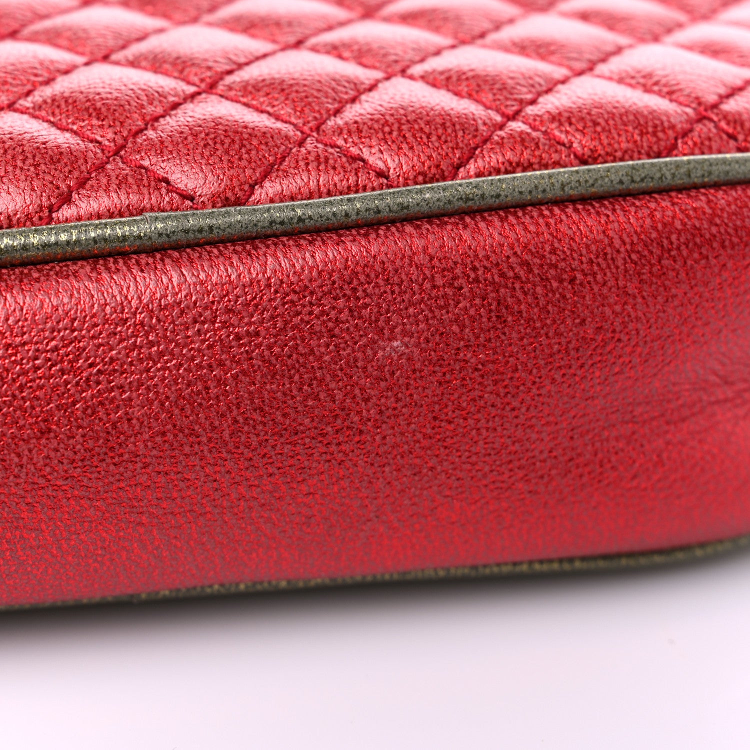 Gucci Laminated Nappa Trapuntata Mini Zumi Dome Shoulder Bag Rosso Jasmine Green Rame 10 of 12