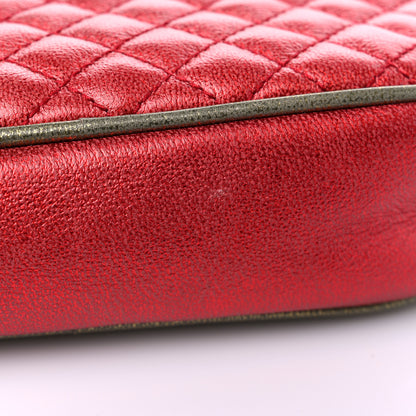 Gucci Laminated Nappa Trapuntata Mini Zumi Dome Shoulder Bag Rosso Jasmine Green Rame 10 of 12